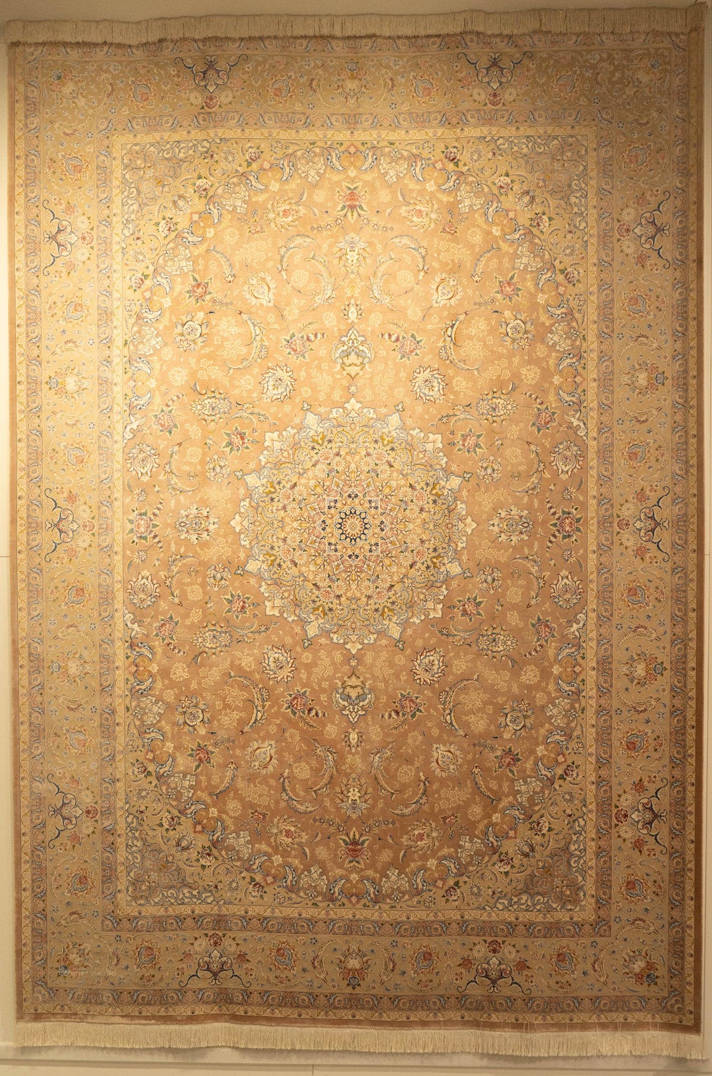 Imperial Gold Silk & Wool Machine-Made Carpet MM