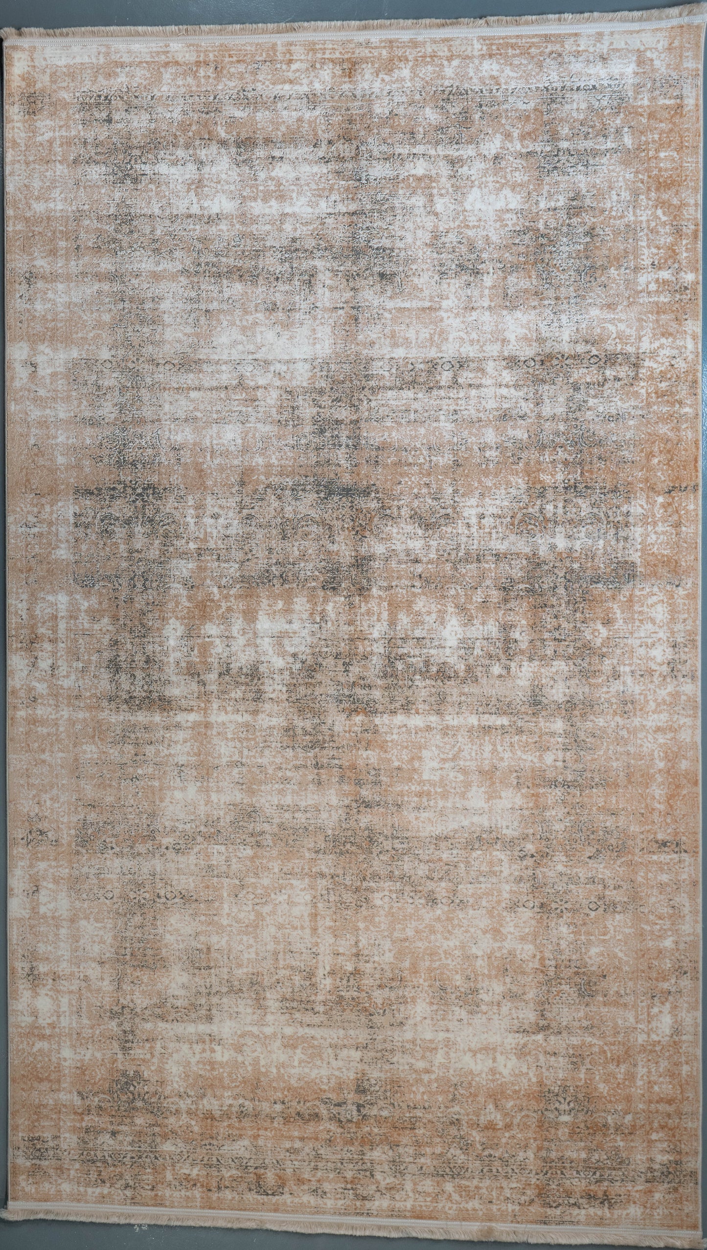 Vintage Distressed Neutral Machine-Made Carpet MM