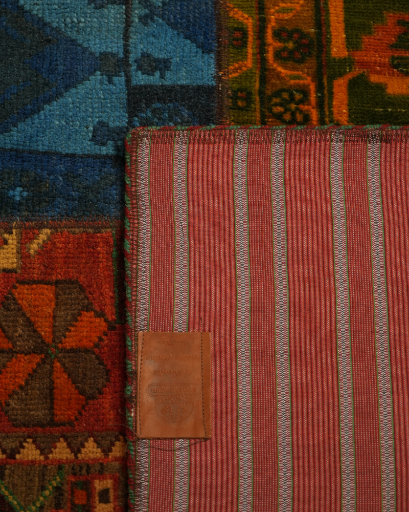Qashqai Patchwork Collage Rug – Vintage Panels on Red Ground, Southern Iran CPTHM10016