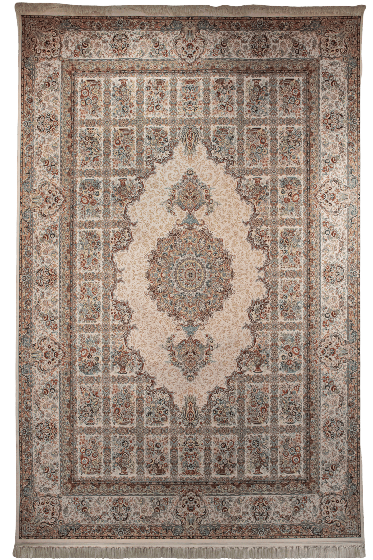 Persian-Inspired Panel Design Carpet – Ivory & Multicolor CPTMM20061