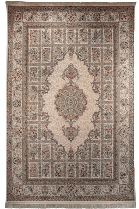 Persian-Inspired Panel Design Carpet – Ivory & Multicolor CPTMM20061