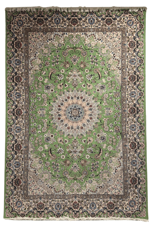Handmade Persian Carpet – Green Field with Star Medallion CPTHM10084