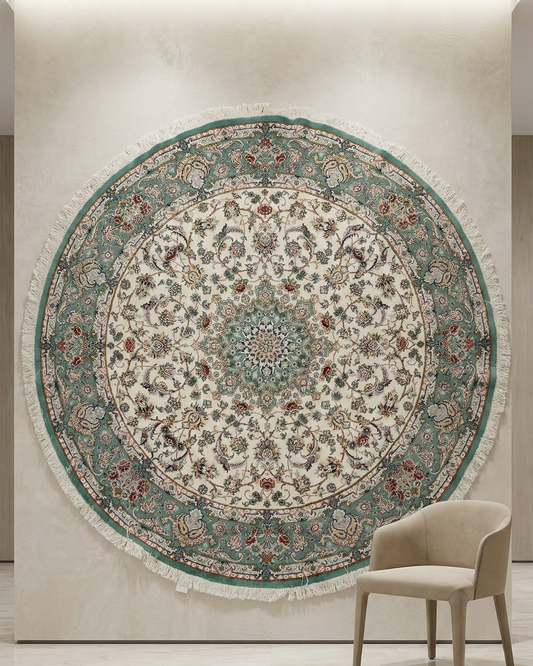 Round Persian-style carpet