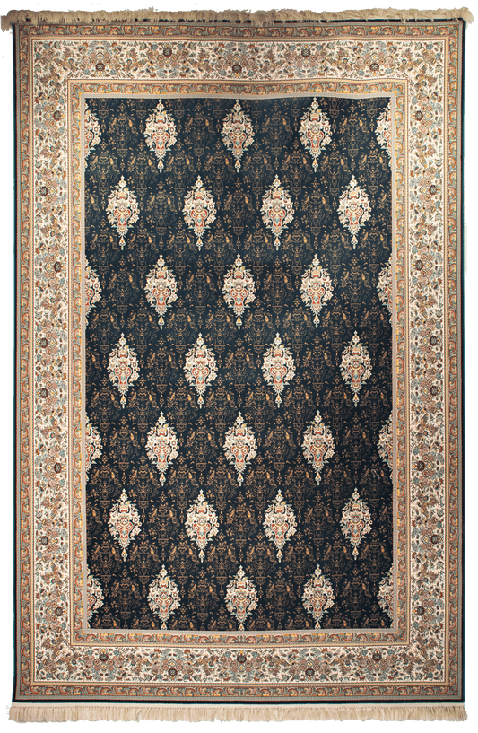 Modern Botanical Carpet – Blue-Gray & Ivory CPTMM20068