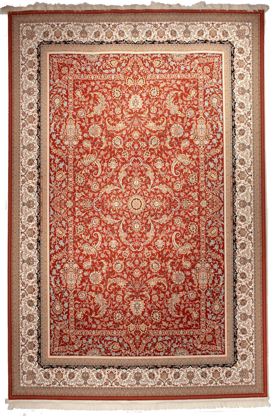 Persian-Inspired All-Over Floral Carpet – Rust Red & Ivory CPTMM20064