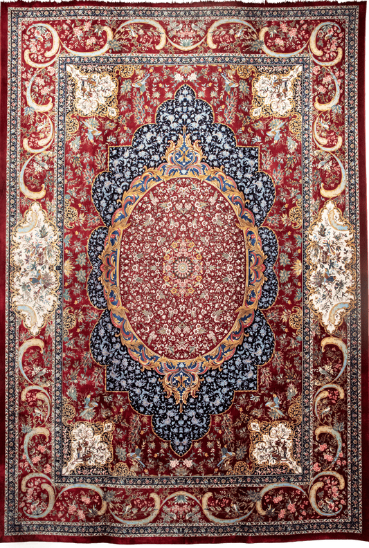 Persian-Inspired Medallion Carpet – Burgundy & Navy CPTMM20058