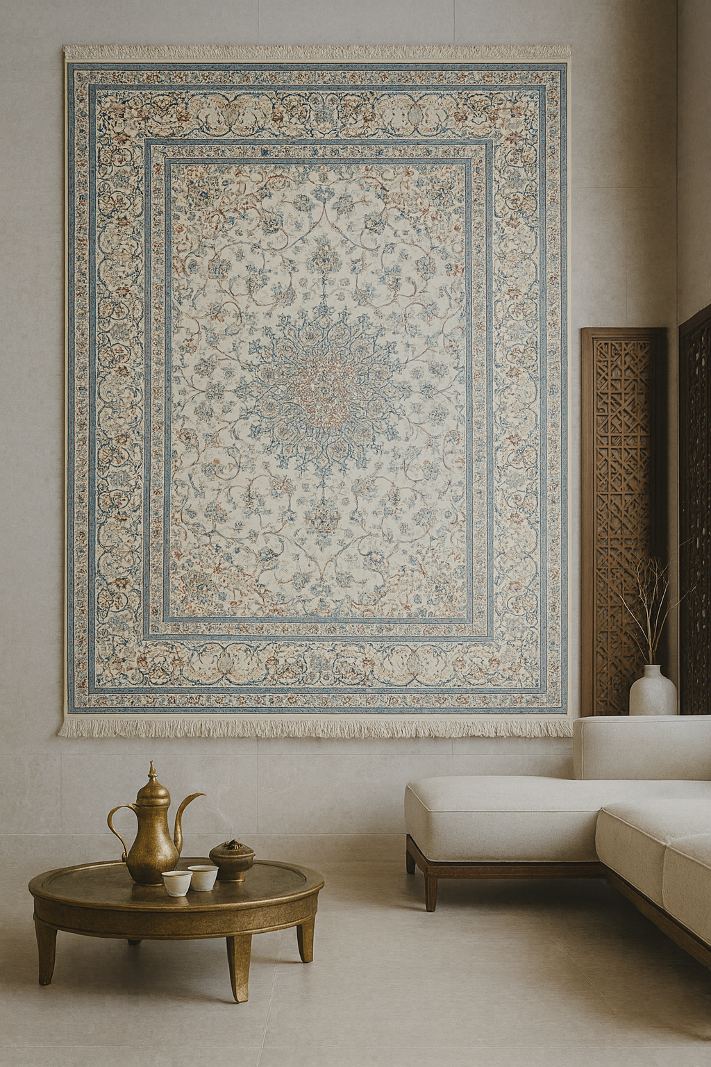 Ivory & Blue Persian Masterpiece