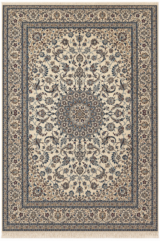 Elegant Nain “Queen” Handmade Wool & Cotton Carpet – 1940s CPTHM10033