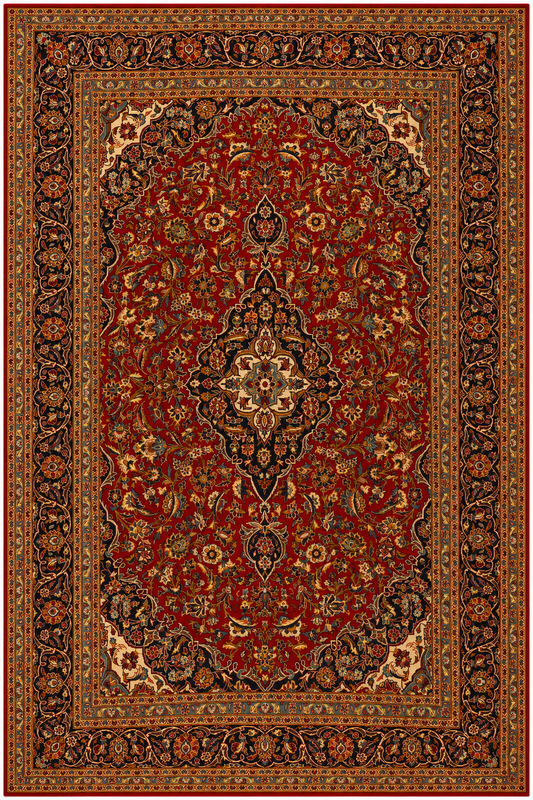 Kashan-Style Persian Carpet – Brick Red Medallion Rug CPTHM10008