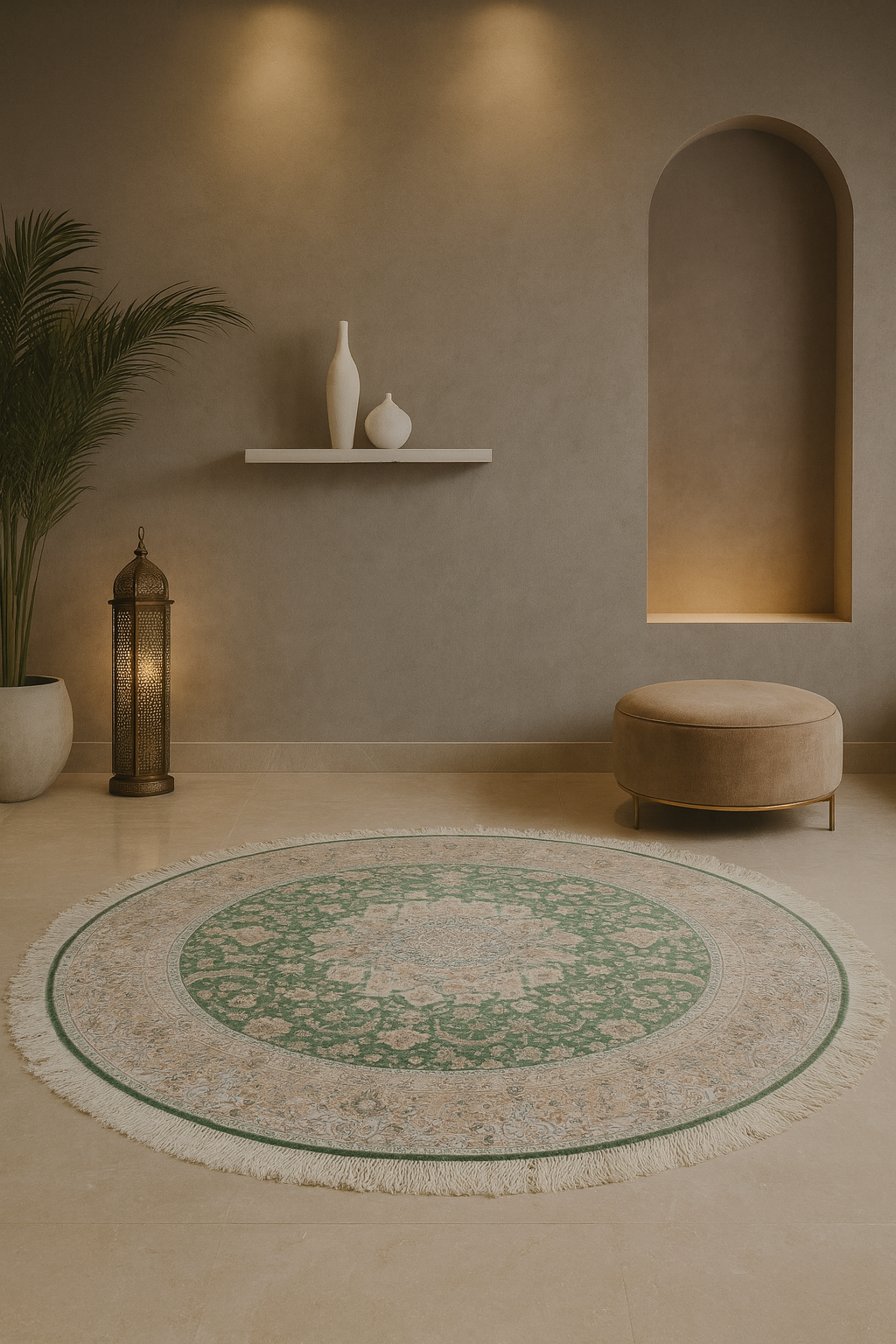 تحفة فنية دائرية من زهرة الزمرد الفارسية