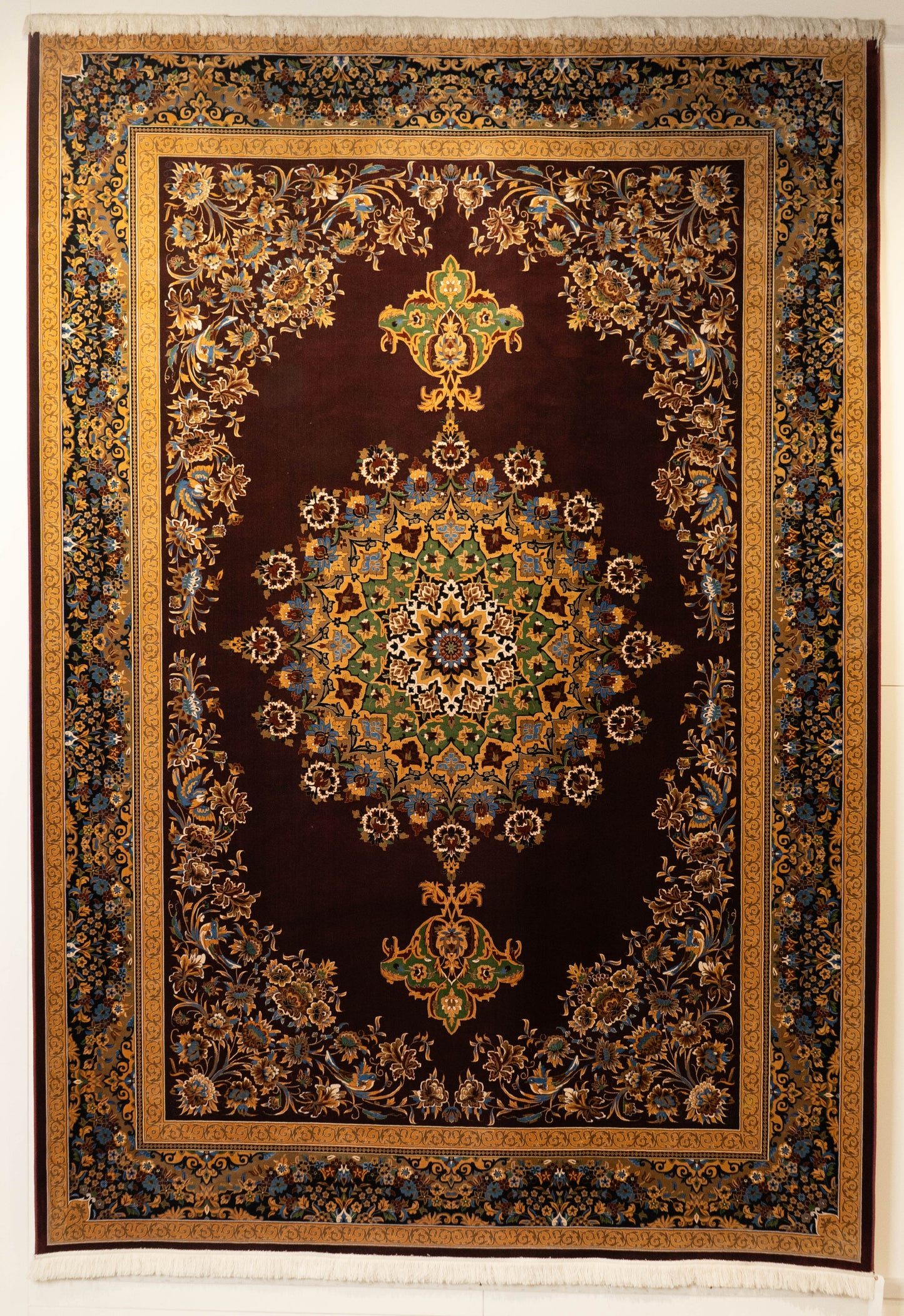 Imperial Burgundy Medallion Wool & Cotton Carpet MM