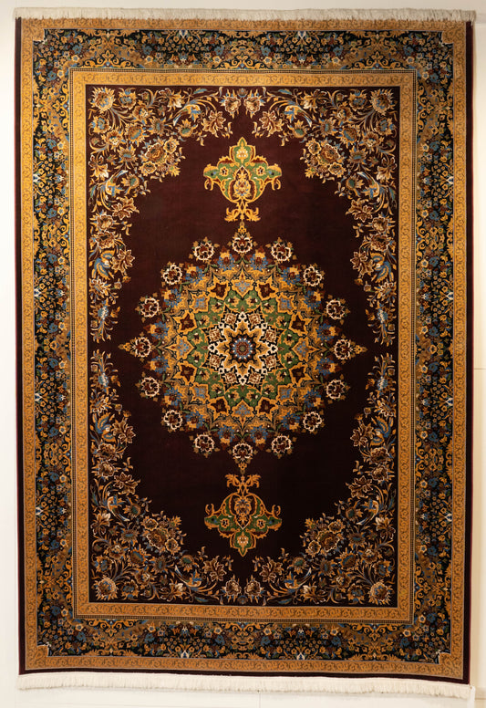 Imperial Burgundy Medallion Wool & Cotton Carpet MM