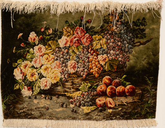 Vintage Dark Floral Persian-Style Carpet HM