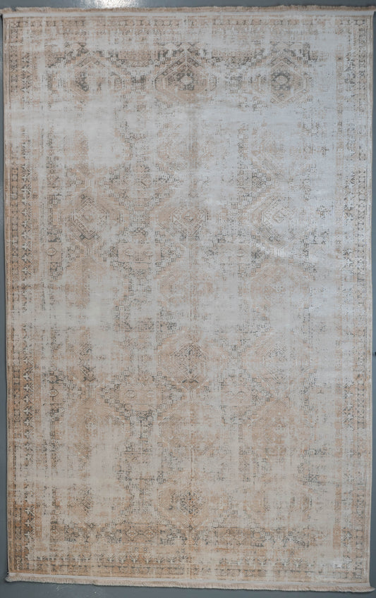 Vintage Medallion Distressed Carpet – Warm Beige & Stone MM