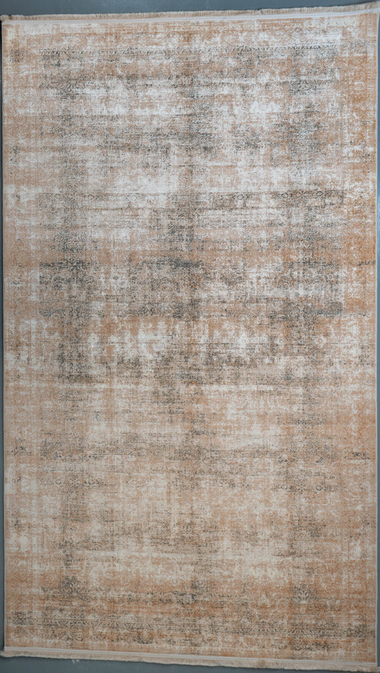 Vintage Distressed Neutral Machine-Made Carpet MM