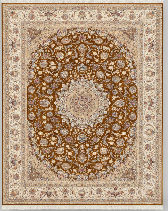 Decorative rug with intricate patterns on a plain background