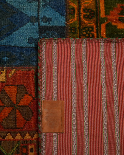Qashqai Patchwork Collage Rug – Vintage Panels on Red Ground, Southern Iran CPTHM10016