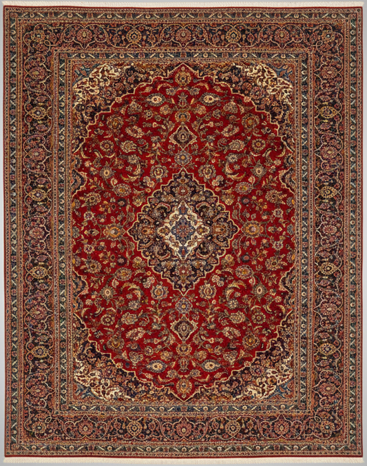 Elegant Kashan Handmade Wool & Cotton Carpet HM